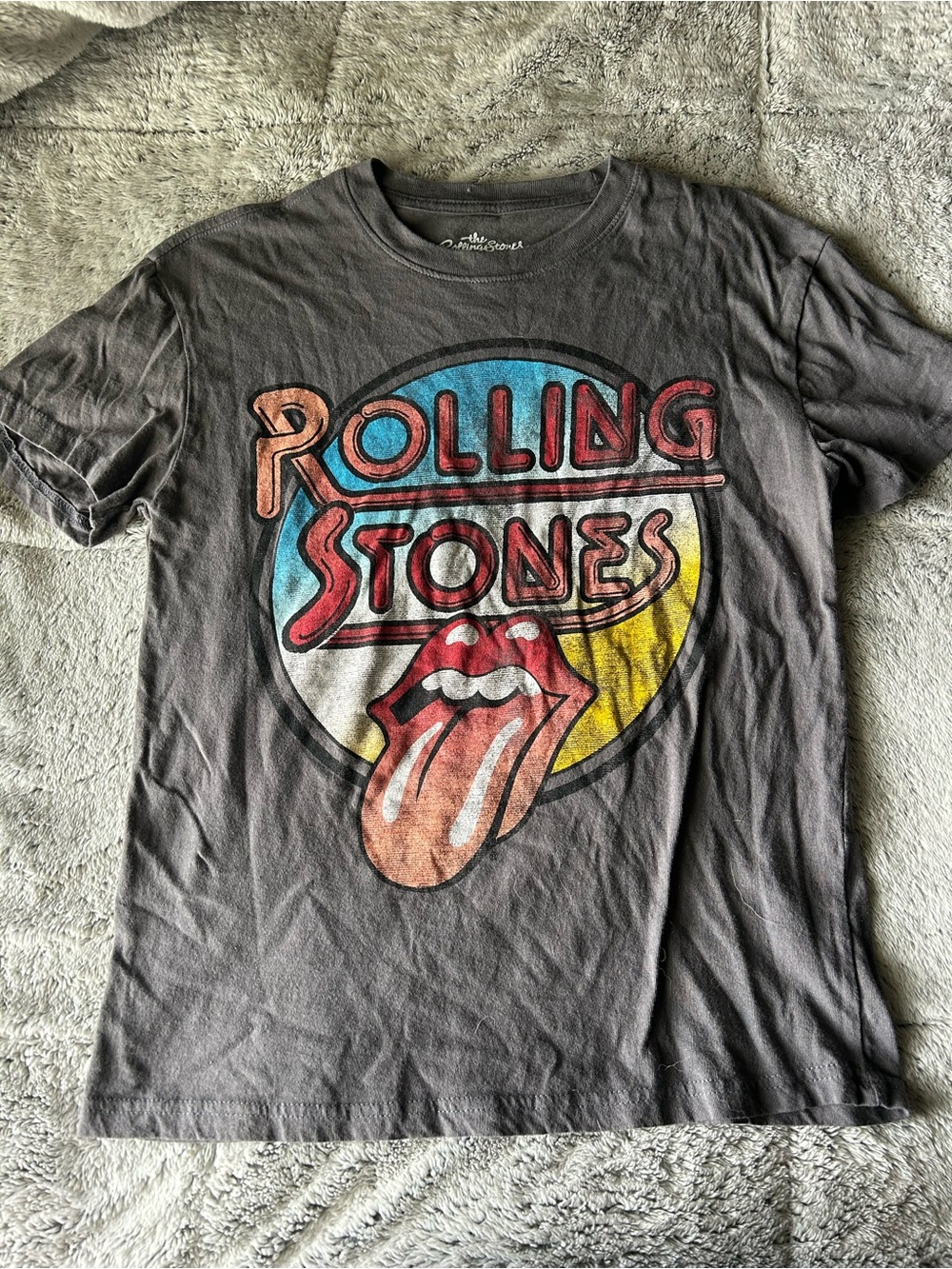 The Rolling Stones Tee - Gray with Red and Blue Logo